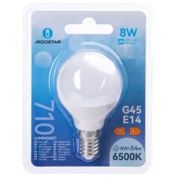 Żarówka 8W E14 G45 710lm barwa biała zimna 6500K mała mleczna kulka - 8433325223465