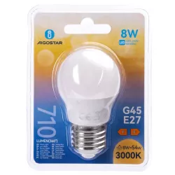Żarówka 8W E27 G45 710lm biała ciepła 3000K mała mleczna kulka - 8433325223472