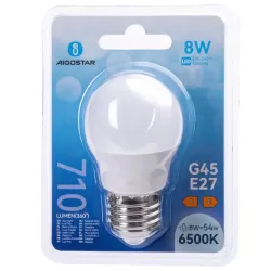 Żarówka 8W E27 G45 710lm biała zimna 6500K mała mleczna kulka - 8433325223496