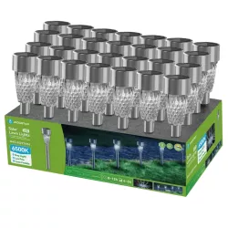 Lampka solarna wbijana z metalu biała zimna 6500K wymiary 295/45mm - 8433325224196