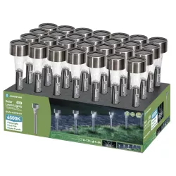 Lampka solarna skośny wzór wbijana do trawników zimna wysokość 28cm - 8433325224202