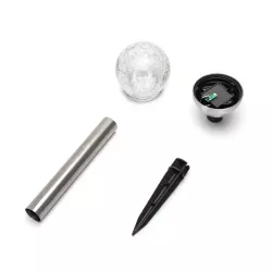 Szklana kulka solarna wbijana fi 8 cm z biała zimna spękane szkło - 8433325346331