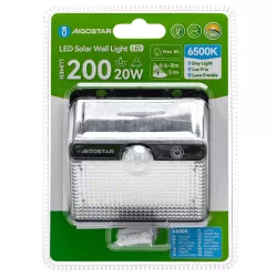 Solarna lampa kinkiet 20W 200lm 6500K z czujnikiem ruchu 2 tryby - 8433325403591