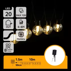 Girlanda solarna z kulkami G50 długość 10 m 20 białych ciepłych bąbli - 8433325329198