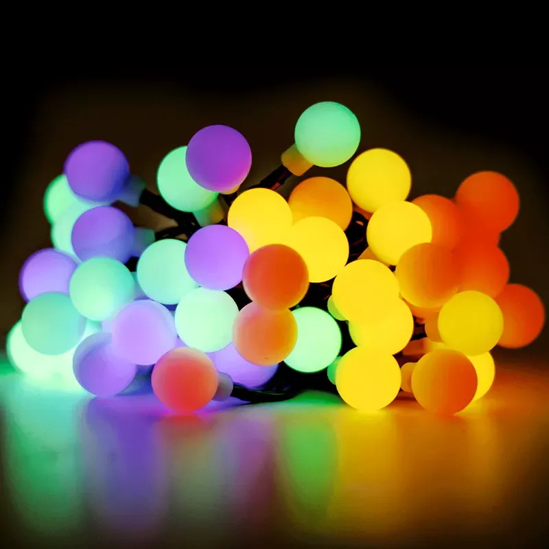 Girlanda ogrodowa solarna 50 RGBY kolorowe mleczne małe kulki dł. 10m - 8433325300951