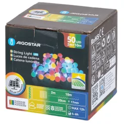 Girlanda ogrodowa solarna 50 RGBY kolorowe mleczne małe kulki dł. 10m - 8433325300951