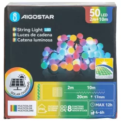 Girlanda ogrodowa solarna 50 RGBY kolorowe mleczne małe kulki dł. 10m - 8433325300951