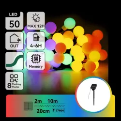 Girlanda ogrodowa solarna 50 RGBY kolorowe mleczne małe kulki dł. 10m - 8433325300951