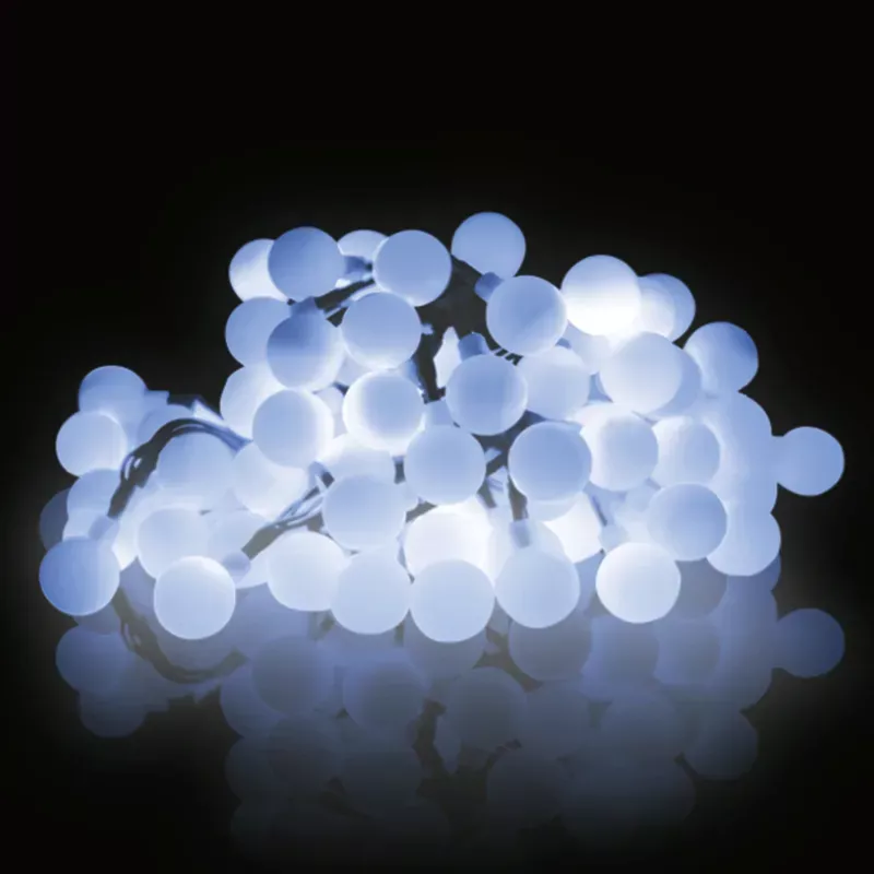 Girlanda ogrodowa solarna 50 białe chłodne mleczne małe kulki dł. 10m - 8433325300944