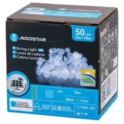 Girlanda ogrodowa solarna 50 białe chłodne mleczne małe kulki dł. 10m - 8433325300944