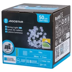 Girlanda solarna taśma świetlna kryształowe bąbelki zimna biel 2m+10m - 8433325300975