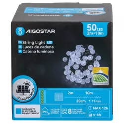 Girlanda solarna taśma świetlna kryształowe bąbelki zimna biel 2m+10m - 8433325300975