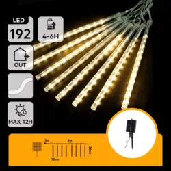 Solarna girlanda z deszczem meteorytów 8 sopli po 30 cm białe ciepłe - 8433325329044