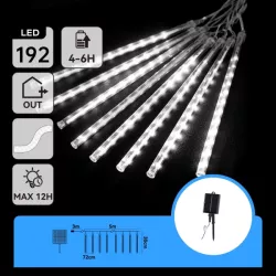 Solarna girlanda z deszczem meteorytów 8 sopli po 30 cm białe zimne - 8433325329051