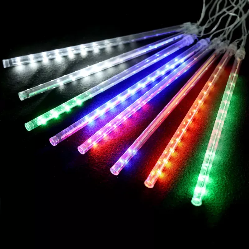 Solarna girlanda z deszczem meteorytów 8 barwnych sopli po 30 cm RGBW - 8433325329068