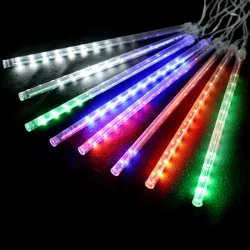 Solarna girlanda z deszczem meteorytów 16 sopli po 30 cm kolorowe RGBW - 8433325329099