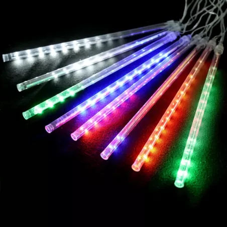 Solarna girlanda z deszczem meteorytów 16 sopli po 30 cm kolorowe RGBW - 8433325329099