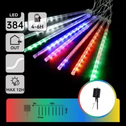 Solarna girlanda z deszczem meteorytów 16 sopli po 30 cm kolorowe RGBW - 8433325329099