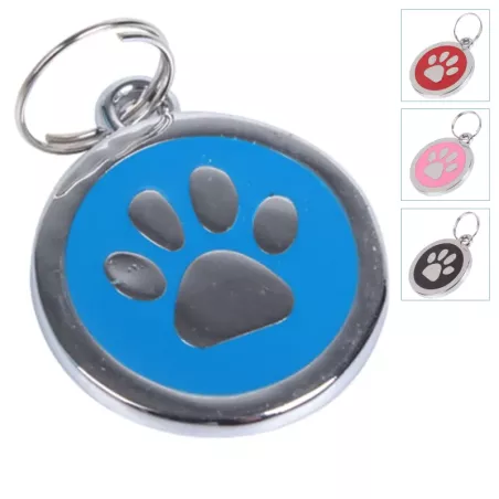 Okrągły wisiorek z srebrną łapka mały lekki 2.2cm dodatek do obroży - 8719138018413