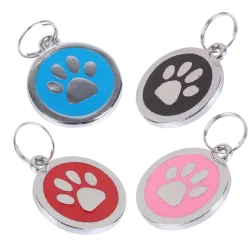 Okrągły wisiorek z srebrną łapka mały lekki 2.2cm dodatek do obroży - 8719138018413