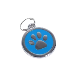 Okrągły wisiorek z srebrną łapka mały lekki 2.2cm dodatek do obroży - 8719138018413
