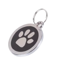 Okrągły wisiorek z srebrną łapka mały lekki 2.2cm dodatek do obroży - 8719138018413