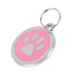 Okrągły wisiorek z srebrną łapka mały lekki 2.2cm dodatek do obroży - 8719138018413