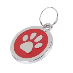 Okrągły wisiorek z srebrną łapka mały lekki 2.2cm dodatek do obroży - 8719138018413