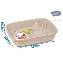 Wyprawka dla kota zestaw kuweta z miską szufelką piłeczką 37x27x8.5cm - 8719138144129