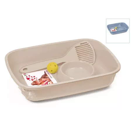 Wyprawka dla kota zestaw kuweta z miską szufelką piłeczką 37x27x8.5cm - 8719138144129