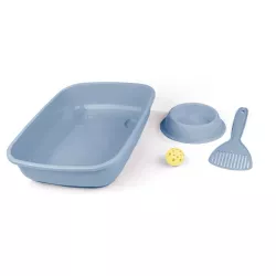 Wyprawka dla kota zestaw kuweta z miską szufelką piłeczką 37x27x8.5cm - 8719138144129