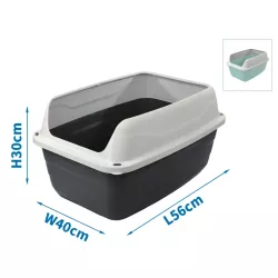 Kuweta dla kota otwarta z ramką i łopatką do żwirku wymiary 56x40x30cm - 8719138144150