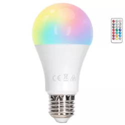 Żarówka LED A60 E27 8W RGB+3000K 806lm kolorowa i ciepła z pilotem IR - 8433325418311