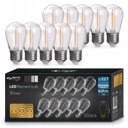 10x Żarówka LED E27 ST14 FILAMENT 1W ciepłe 2700K edison do girland - 5904703001249