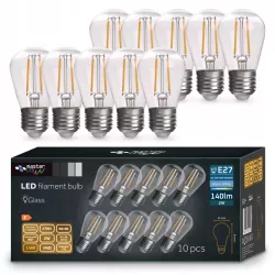 10x Żarówka LED E27 ST14 FILAMENT 2W biały ciepły 2700K edison do girland-5904703001263