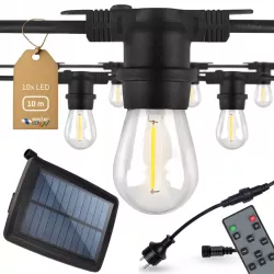 GIRLANDA SOLARNA OGRODOWA 10m LAMPKI wodoszczelna + 10x żarówka PILOT-5904703008262