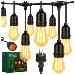 Girlanda Ogrodowa Świetlna 10M 20X Żarówka LED E27 Ściemniana Łańcuch 230V-5904703028970