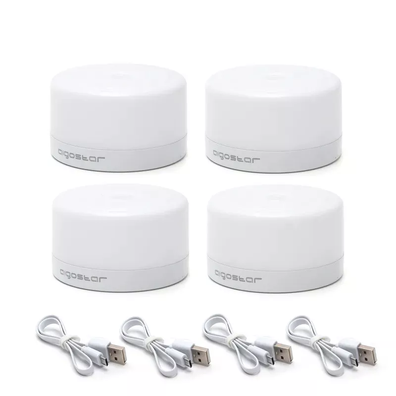 4xMagnetyczna lampka nocna LED dotykowa biała ciepła ładowana z USB/5V - 8433325206918