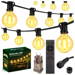 GIRLANDA OGRODOWA ŚWIETLNA Masterled 15 m 25x Żarówka LED E12 Ciepła-5904703028895