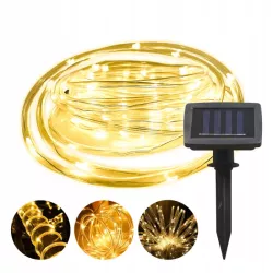 GIRLANDA SOLARNA 12M 100 LED CIEPŁY BIAŁY IP44 OGRODOWA LAMPA-5904703006183