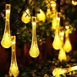 GIRLANDA SOLARNA lampka LED OGRODOWA KROPLE WODY 20LED ozdobna łańcuch - 5908263387362