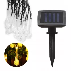 GIRLANDA SOLARNA lampka LED OGRODOWA KROPLE WODY 20LED ozdobna łańcuch - 5908263387362