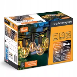 Girlanda Solarna Ogrodowa Świetlna 20M 20X Żarówka LED E12 Pilot Ściemniana-5904703028932