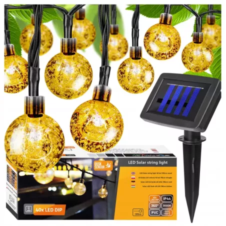 Girlanda solarna ogrodowa 5m 20x KULKI LED Świetlna Lampki Solarne Ogrodowe-5908263387355