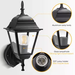 Lampa ścienna kinkiet w stylu vintage czarna bez źródła światła E27 - 8433325207540