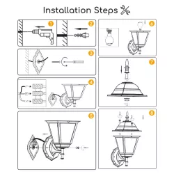 Lampa ścienna kinkiet w stylu vintage czarna bez źródła światła E27 - 8433325207540