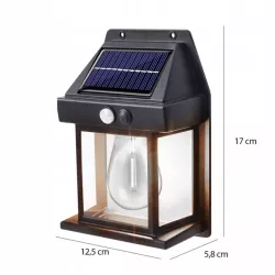 Lampa Solarna LED Latarnia Kinkiet Ścienny z Czujnikiem Ruchu Zmierzchu-5904703008286