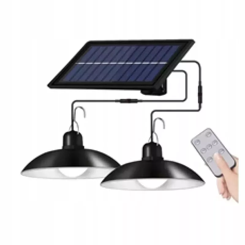 Lampa solarna wisząca podwójna sterowana pilotem 6500K - 5904703008255