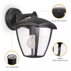 Lampa ścienna kinkiet w stylu vintage czarna bez źródła światła E27 - 8433325207571