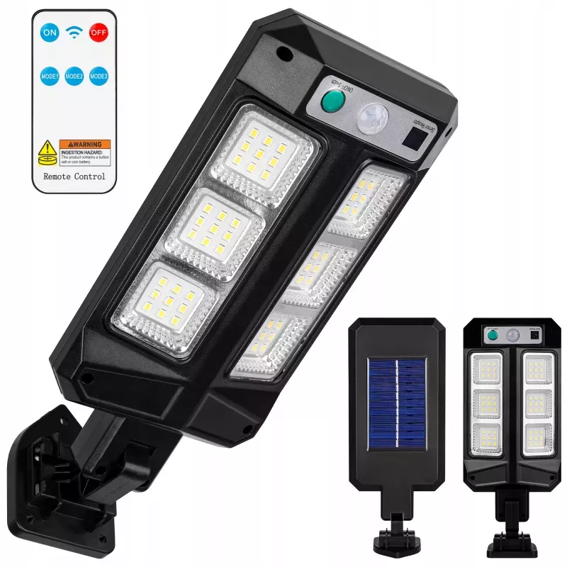 Lampa Solarna Uliczna LED Z CZUJNIKIEM RUCHU I ZMIERZCHU PILOT MOCNA-5904703018841